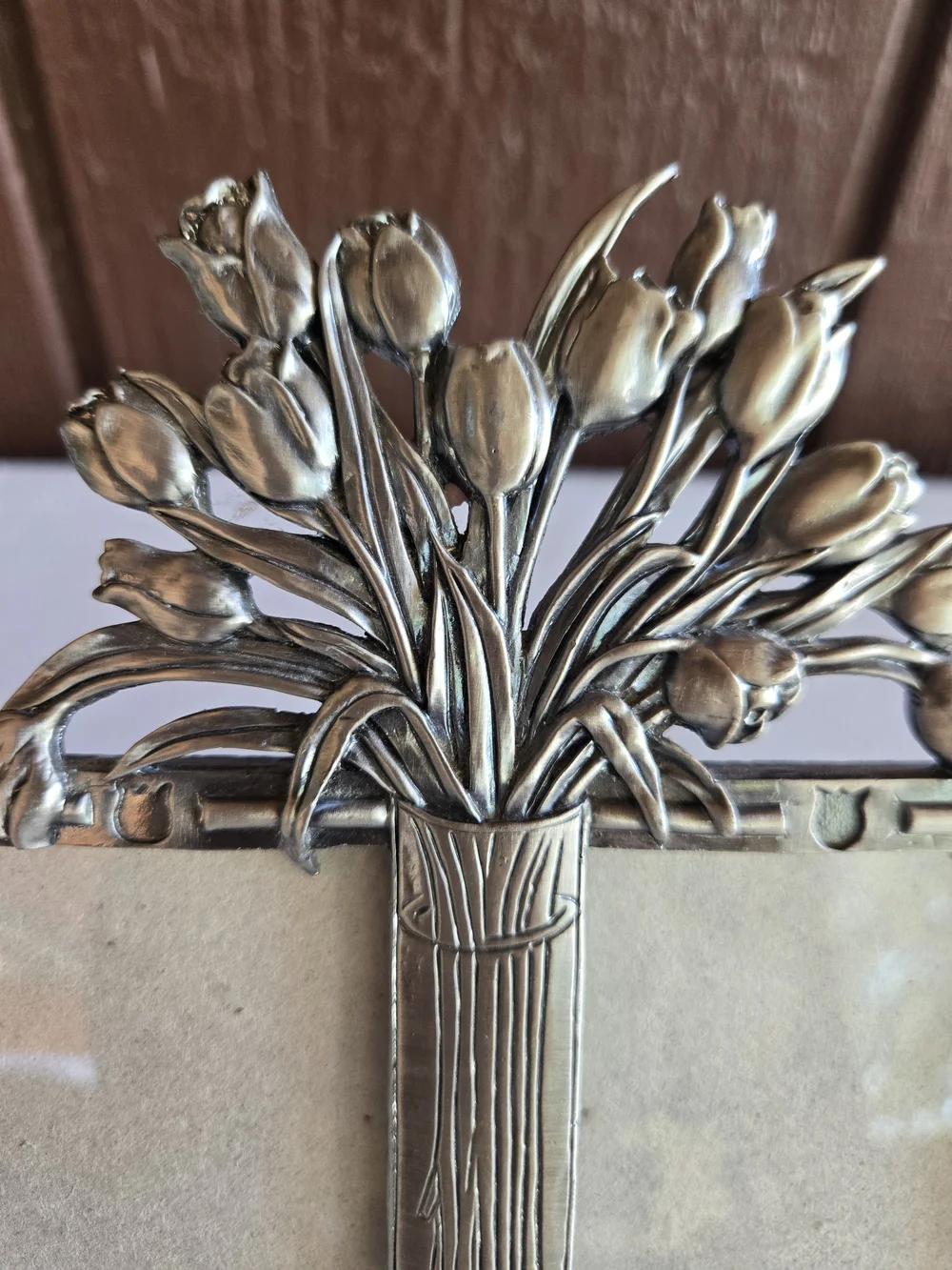 Silver Tulip Bouquet Double Picture Frame